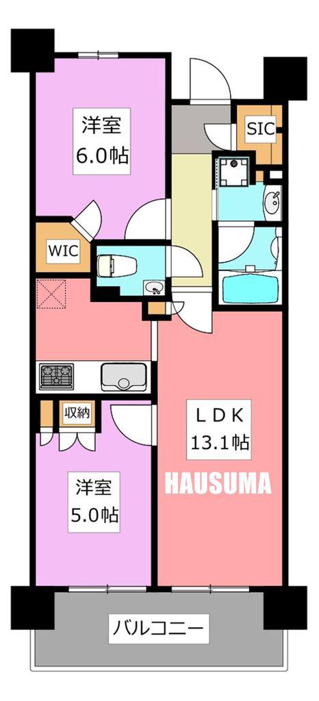 レシアス王子神谷パークフロント(2LDK/6階)の間取り写真