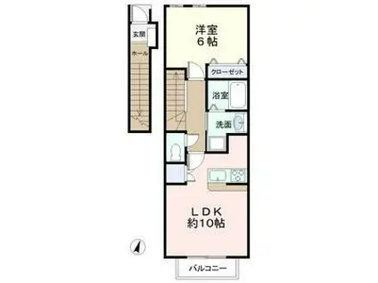 ヴィラノール平中(1LDK/2階)の間取り写真