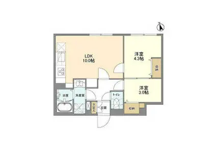 ウェルスクエア新宿戸山(2LDK/3階)の間取り写真