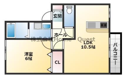 カトルセゾンC棟(1LDK/2階)の間取り写真