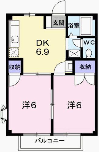 エルガーデンII(2DK/2階)の間取り写真