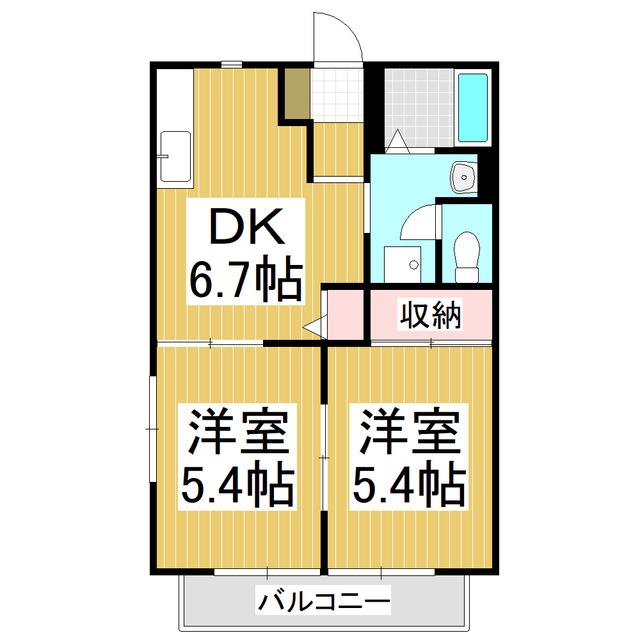 フレグランスヴィラ A棟(2DK/1階)の間取り写真