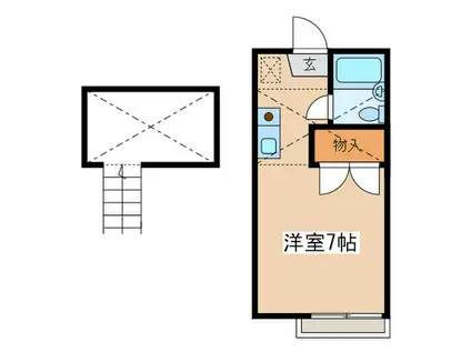 ヴィラ本厚木(ワンルーム/2階)の間取り写真