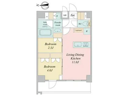 LIME RESIDENCE KAWAGUCHI イースト(2LDK/6階)の間取り写真