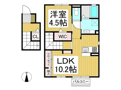 セジュールあい(1LDK/2階)の間取り写真