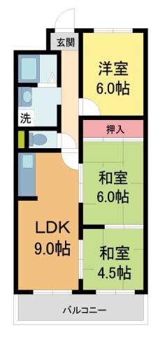 ひよハイツ(3LDK/3階)の間取り写真