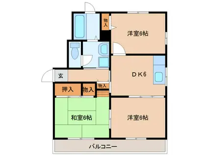 シャトル木花台(3DK/1階)の間取り写真