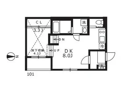 ハーモニーテラス城東町II(1DK/1階)の間取り写真