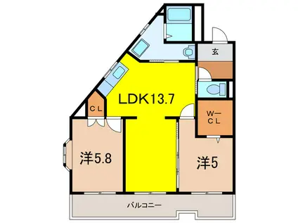 センチュリー重原(2LDK/2階)の間取り写真