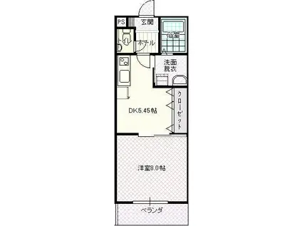 クルーズイン(1DK/2階)の間取り写真