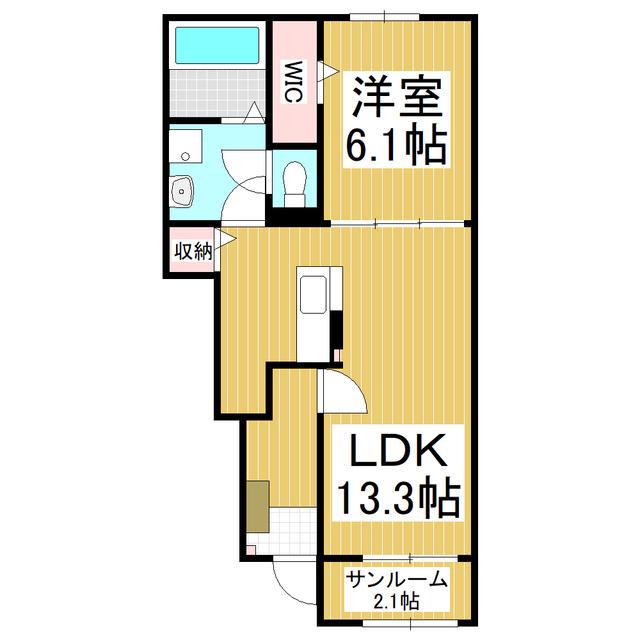 フィールドヒル 塩尻II(1LDK/1階)の間取り写真