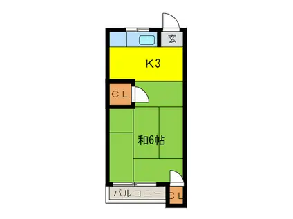 第一甲南フラット(1K/5階)の間取り写真