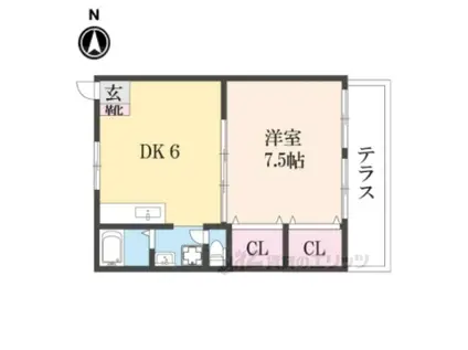 シャトー西村(1DK/1階)の間取り写真