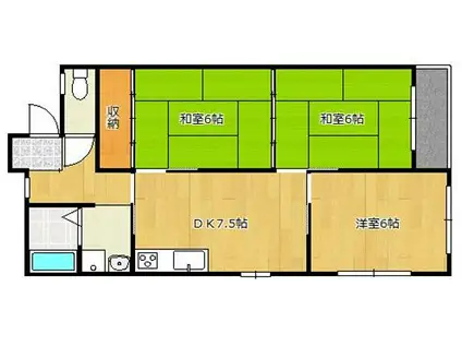 ネオハートβ(3DK/1階)の間取り写真