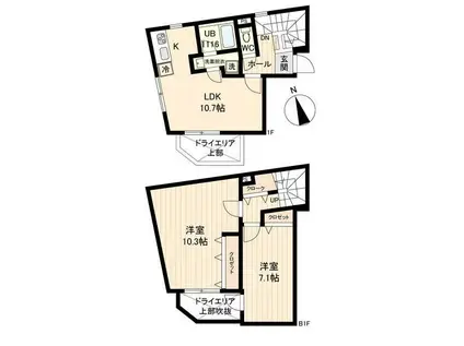 ライブフラット戸越(2LDK/B1階)の間取り写真