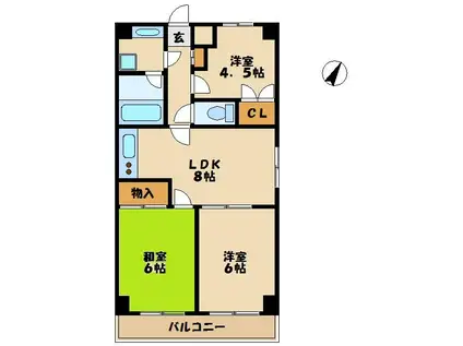 AKドリーム中央(3DK/4階)の間取り写真