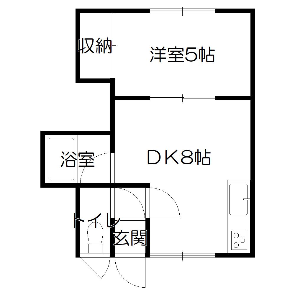 エレガンス昭和(1DK/2階)の間取り写真