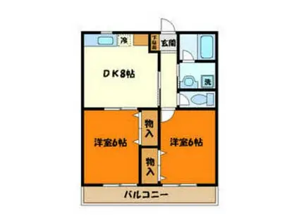 村内ハイツ(2LDK/2階)の間取り写真