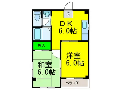 眞光ハイツ(2DK/4階)の間取り写真