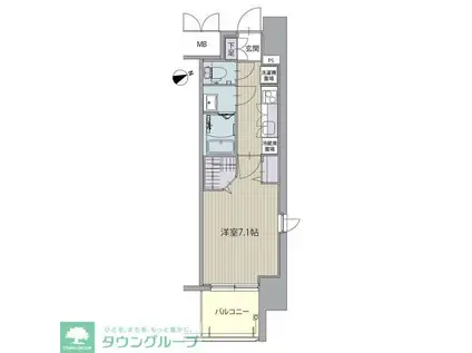 パルティール八田(1K/2階)の間取り写真