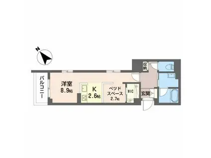 クリソベリル(ワンルーム/2階)の間取り写真