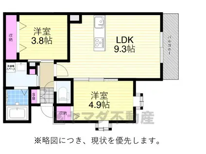 大島町3丁目(2LDK/2階)の間取り写真