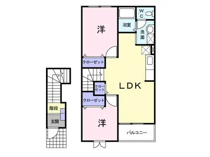 サニーフォレストIII(2LDK/2階)の間取り写真