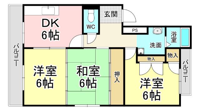 タニガシラハイツ(3DK/5階)の間取り写真