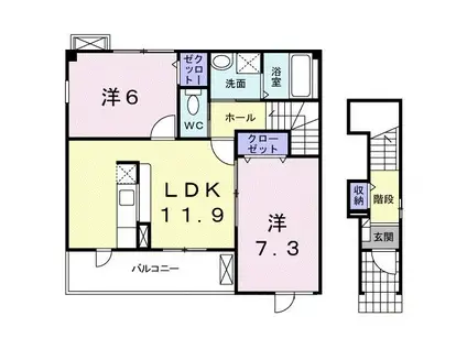 アレグリーアA(2LDK/2階)の間取り写真