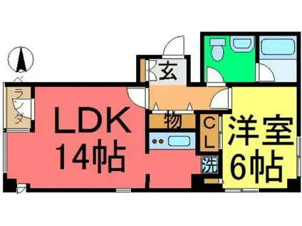 CITY HOUSE ISHIKI シティハウス イシキ(1LDK/3階)の間取り写真