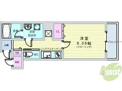 ガレリア大阪空港(1K/1階)の間取り写真