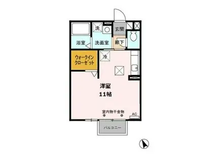 アーバンライフII(ワンルーム/1階)の間取り写真