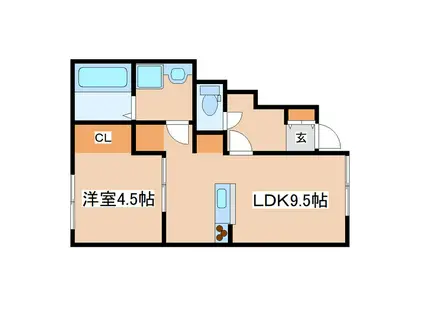 オーシャンコート西蒲田(1LDK/1階)の間取り写真