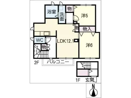 スマートメゾン桜(2LDK/2階)の間取り写真