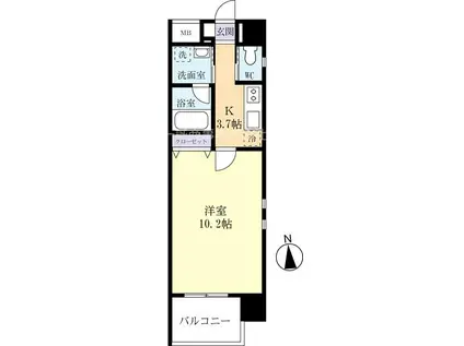 ウイングコート桜川(1K/8階)の間取り写真