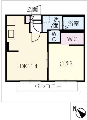 FRAGRANCEみゆき(1LDK/1階)の間取り写真