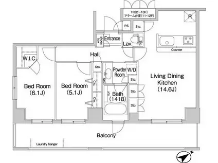 コンフォリア田町(2LDK/6階)の間取り写真