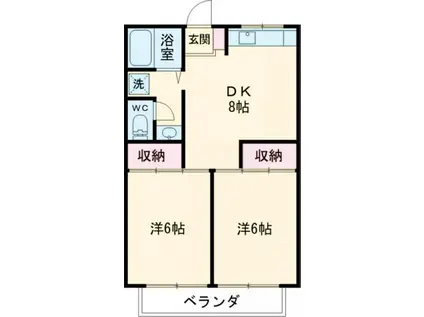 メゾン西部(2DK/2階)の間取り写真