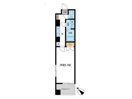 フィオーレ月島(1K/4階)の間取り写真