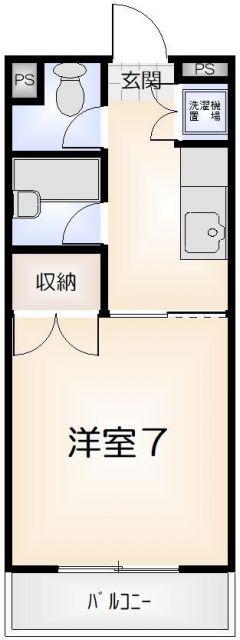 第2百田ハイツ(1K/4階)の間取り写真