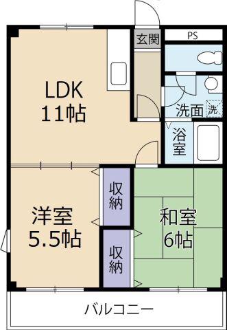 第2郡ハイツ(2LDK/3階)の間取り写真