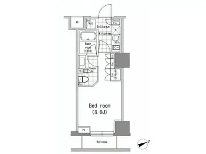 パークハビオ新橋(1K/4階)の間取り写真