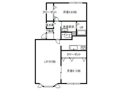 ヴィラ円山(2LDK/2階)の間取り写真