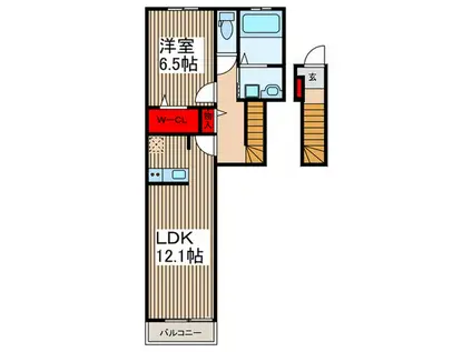 アヴィニア グランツ(1LDK/2階)の間取り写真