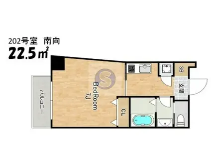 GRAND-K靭公園(1K/3階)の間取り写真