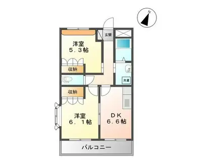 ハピネス・I(2DK/2階)の間取り写真