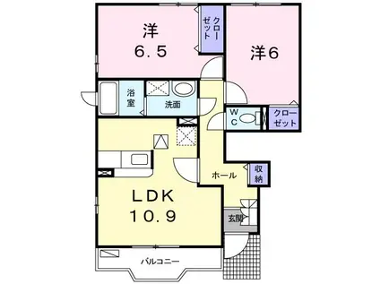 ブライトメアリーV(2LDK/1階)の間取り写真