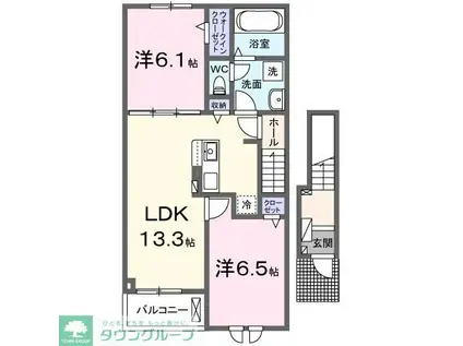 セレシア おおたかの森(2LDK/2階)の間取り写真