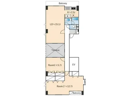HARAビル(2LDK/2階)の間取り写真
