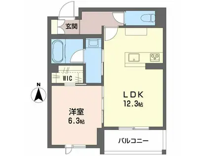 リヴィエール富沢(1LDK/4階)の間取り写真